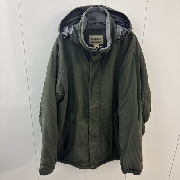 LL Bean Men’s Warm-Up Jacket Fleece Lined Olive Green Zip Up Sz L Tall Polartec - Picture 1 of 14